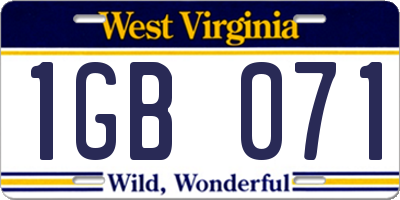 WV license plate 1GB071