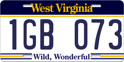 WV license plate 1GB073
