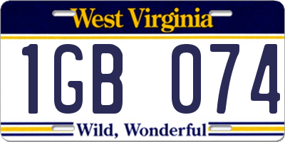WV license plate 1GB074