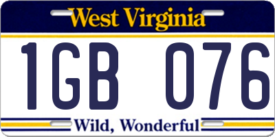 WV license plate 1GB076