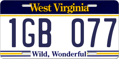 WV license plate 1GB077