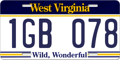 WV license plate 1GB078