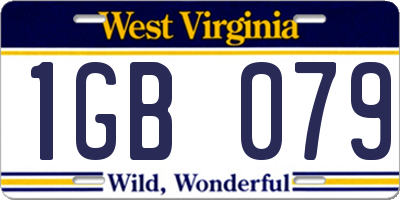 WV license plate 1GB079