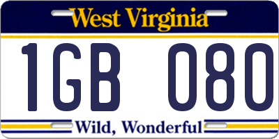 WV license plate 1GB080