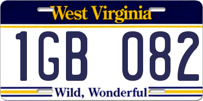 WV license plate 1GB082