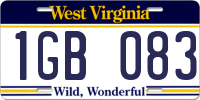 WV license plate 1GB083
