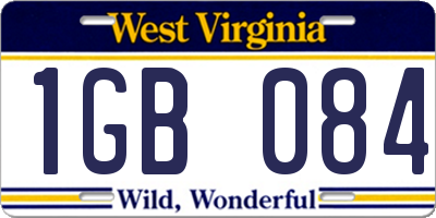 WV license plate 1GB084