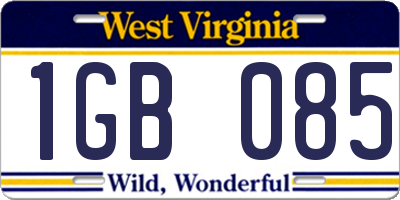 WV license plate 1GB085
