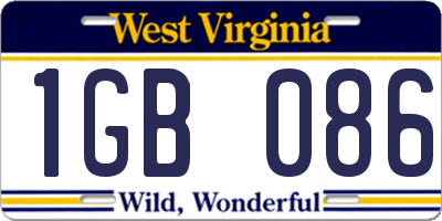 WV license plate 1GB086