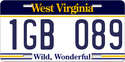 WV license plate 1GB089