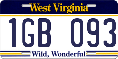 WV license plate 1GB093