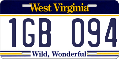 WV license plate 1GB094