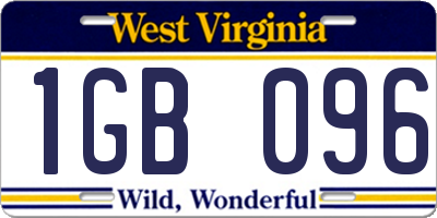 WV license plate 1GB096