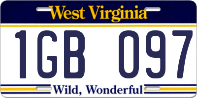 WV license plate 1GB097