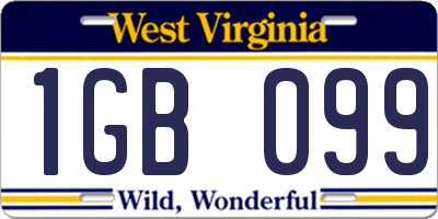WV license plate 1GB099