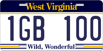 WV license plate 1GB100