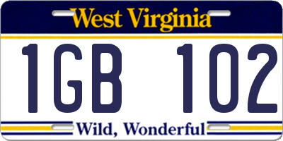 WV license plate 1GB102