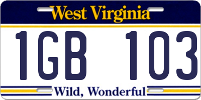 WV license plate 1GB103