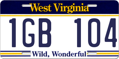 WV license plate 1GB104