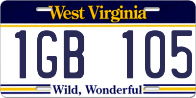 WV license plate 1GB105