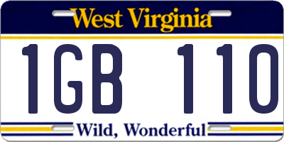 WV license plate 1GB110