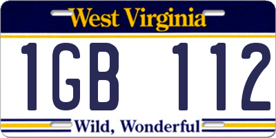 WV license plate 1GB112