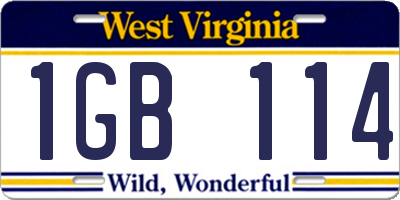WV license plate 1GB114