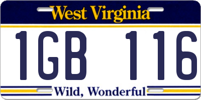 WV license plate 1GB116