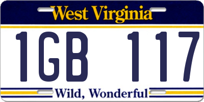 WV license plate 1GB117