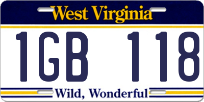 WV license plate 1GB118