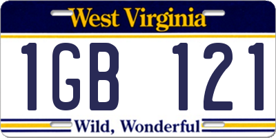 WV license plate 1GB121
