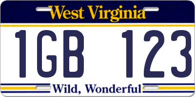 WV license plate 1GB123