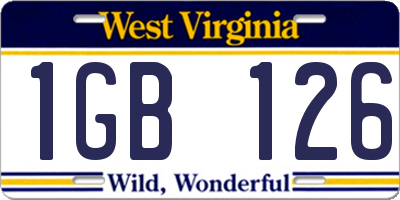 WV license plate 1GB126