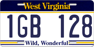 WV license plate 1GB128