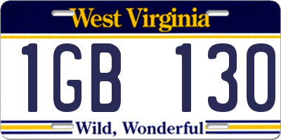 WV license plate 1GB130