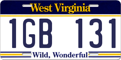 WV license plate 1GB131