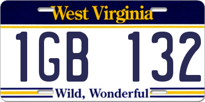 WV license plate 1GB132