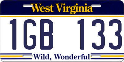 WV license plate 1GB133