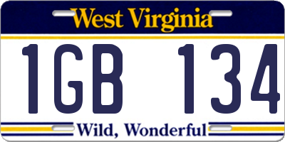 WV license plate 1GB134