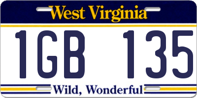 WV license plate 1GB135