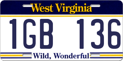 WV license plate 1GB136