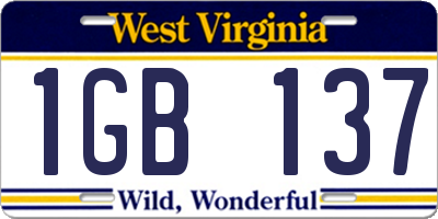 WV license plate 1GB137