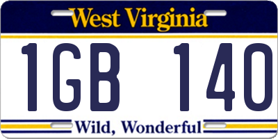 WV license plate 1GB140