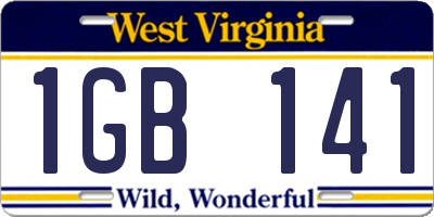WV license plate 1GB141