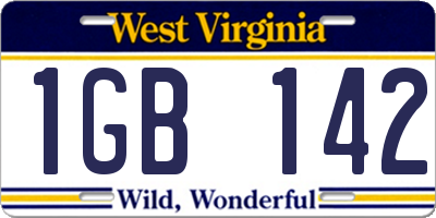 WV license plate 1GB142