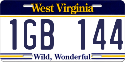 WV license plate 1GB144