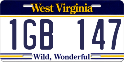 WV license plate 1GB147