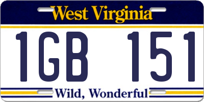 WV license plate 1GB151