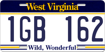 WV license plate 1GB162