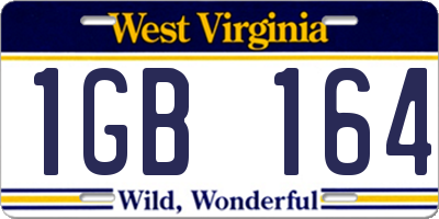 WV license plate 1GB164